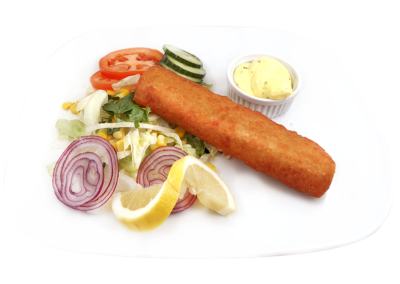 FISH’N CHIPS /189,-  med salat remulade og pommes (sitron) (F.H.E)